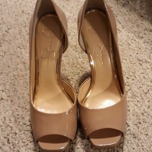 Jessica Simpson nude patent leather heels size 6.5